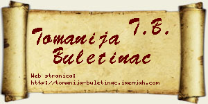 Tomanija Buletinac vizit kartica